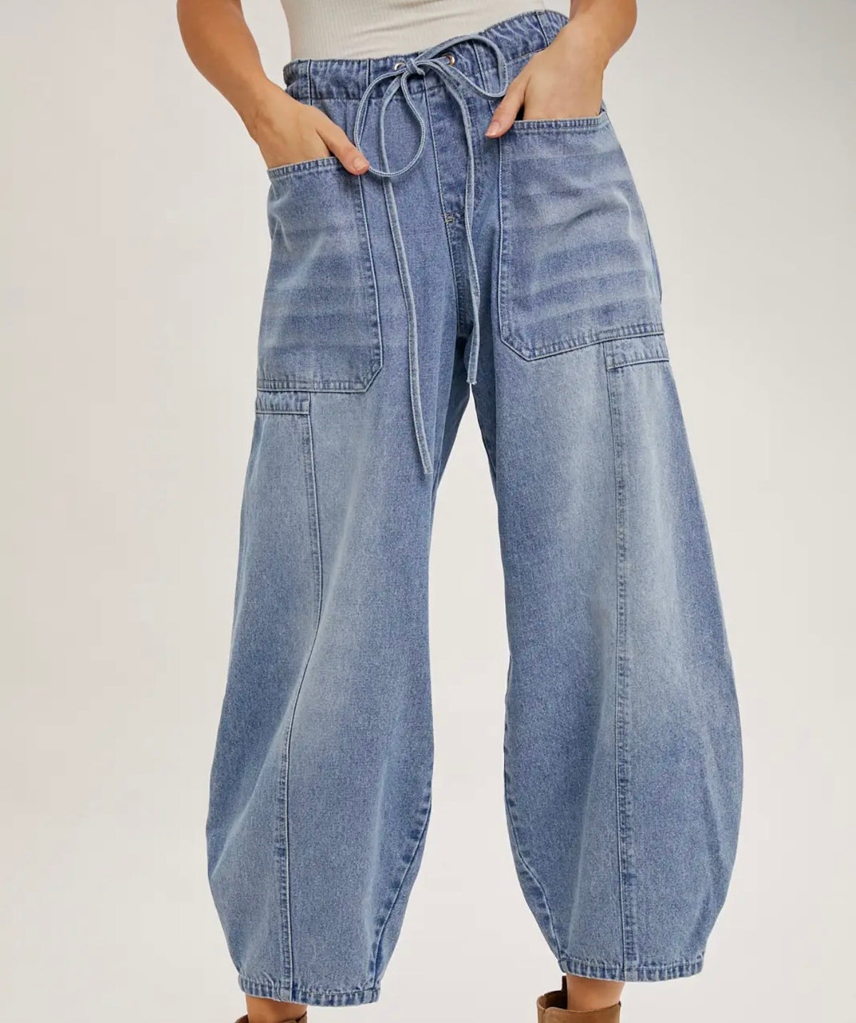 Drawstring Barrel Jeans