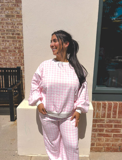 Pink Gingham Lounge Set