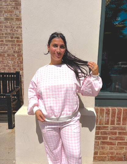 Pink Gingham Lounge Set