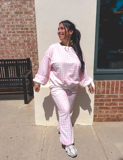 Pink Gingham Lounge Set