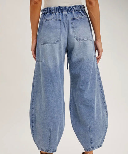 Drawstring Barrel Jeans