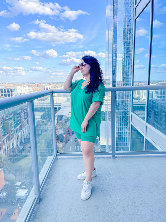 Buttery Kelly Green Biker Shorts Set